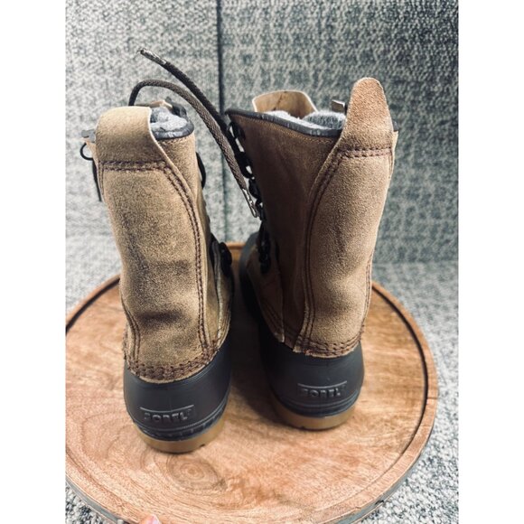 Sorel Kaufman Conquest Men’s US 8 Winter Snow Duck Boots Shoe Fur Lined Brown - Picture 6 of 11